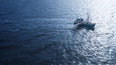 TYPO3 Referenz Costa: Website-Screenshot mit Fischerboot auf dem Meer und interaktivem Seafood-Webdesign